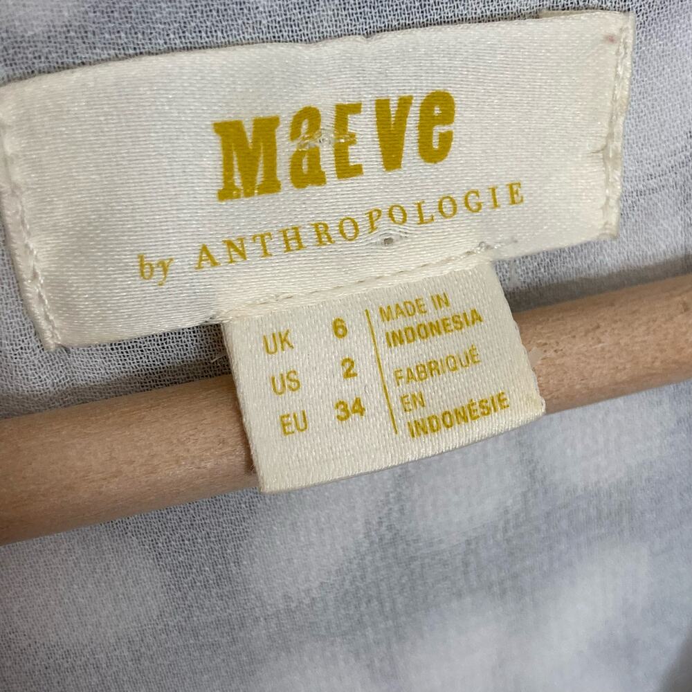 Anthropologie Maeve Daisy Print Sleeveless Blouse Size 2 Black White V Neck - Picture 8 of 10